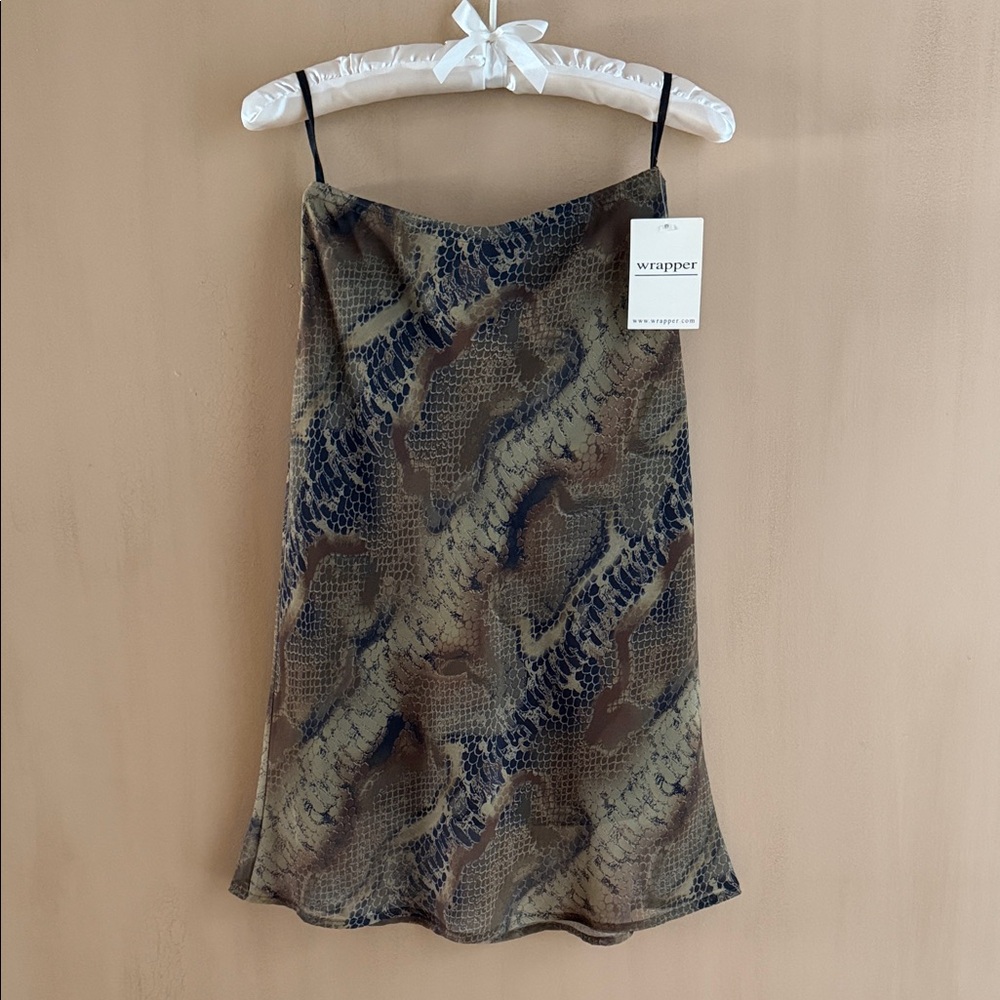 Wrapper Multicolor Snake Print Skirt, NWT